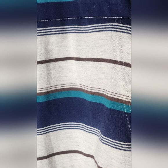 5i Apparel Blue Gray Lightweight Shirt Jacket with Nautical Stripes Men's Hoodie - Picture 3 of 7